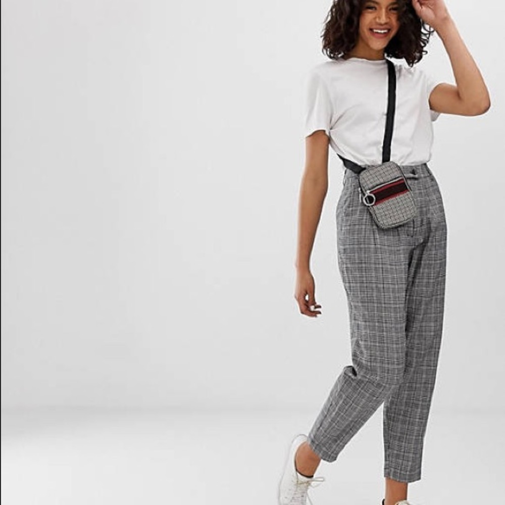 ASOS High Waist Plaid Trouser Size 12